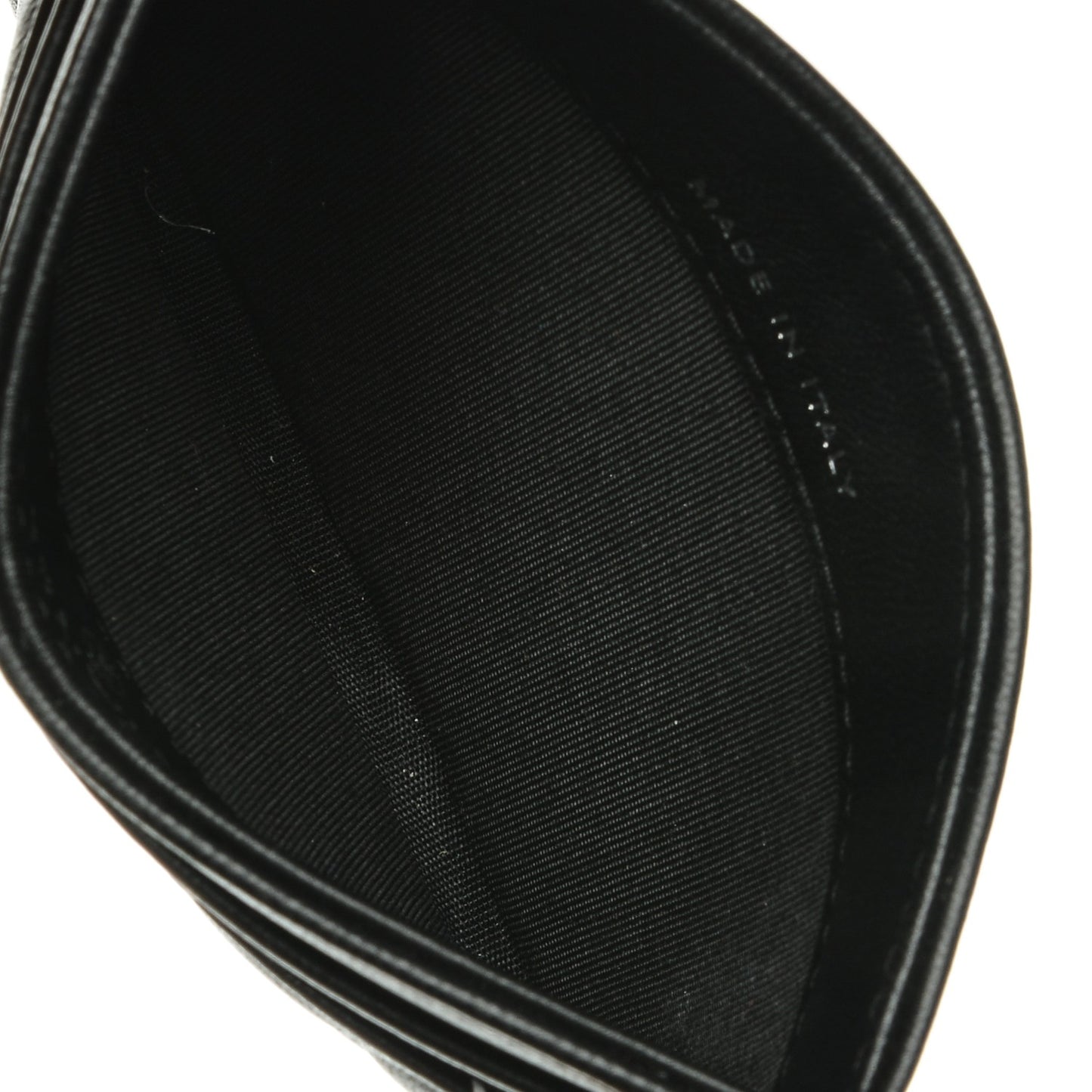 Lambskin Camellia Embossed Card Holder Black White