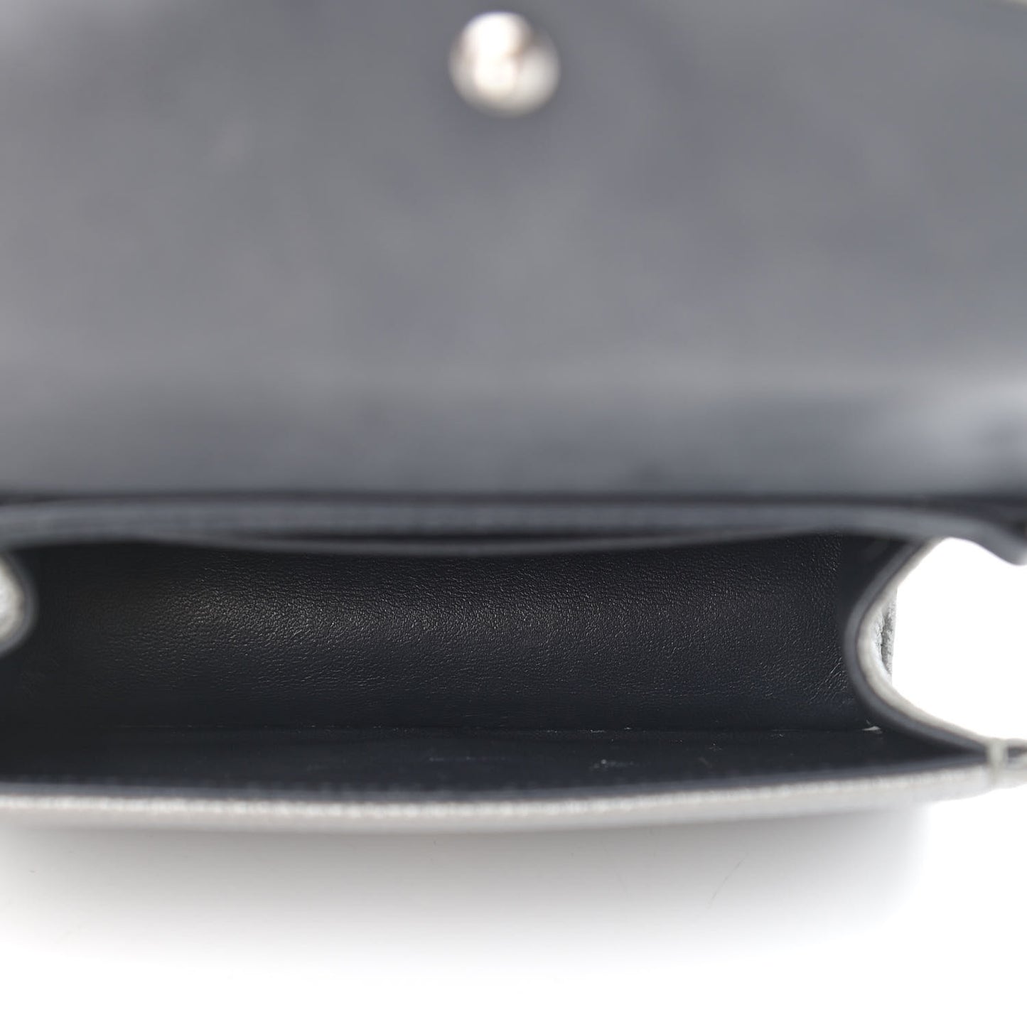 Metallic Grained Calfskin Baby Diorama Flap Bag Grey