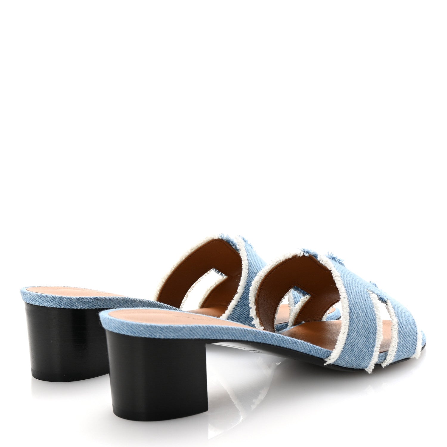 Hermes Denim Fringe Oasis Sandals 39 Bleu Clair 5 of 10