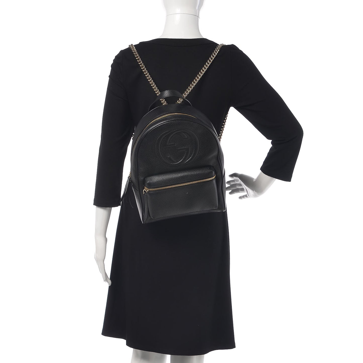 Pebbled Calfskin Soho Chain Backpack Black