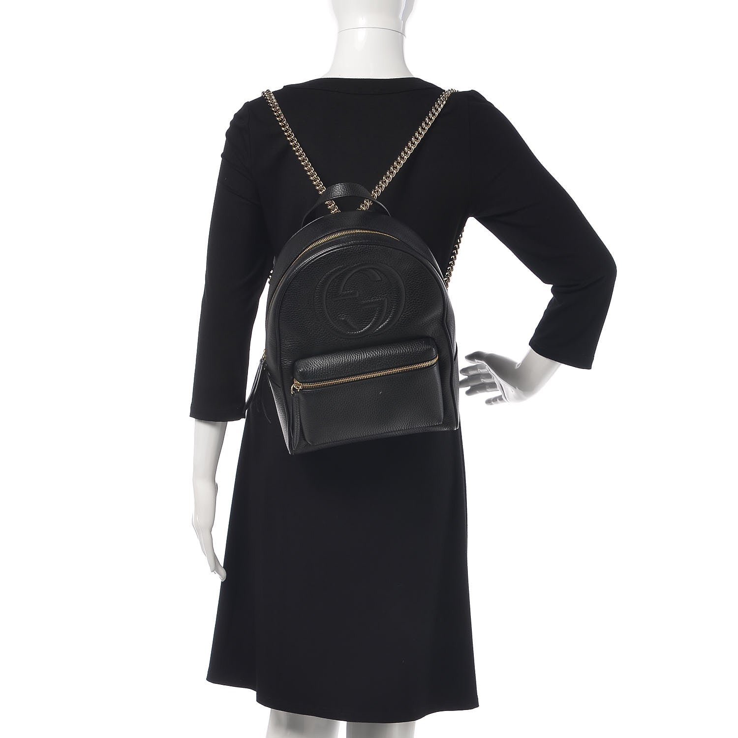 Gucci Pebbled Calfskin Soho Chain Backpack Black 2 of 11