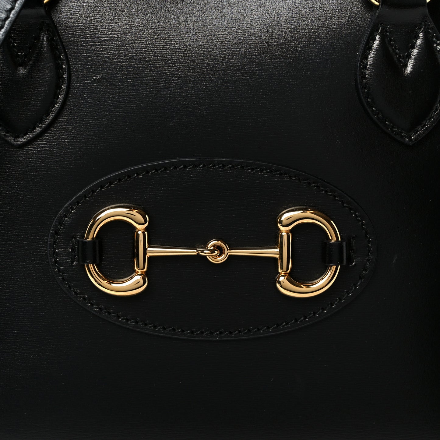 Boarded Plutone Calfskin Small Horsebit 1955 Top Handle Bag Black
