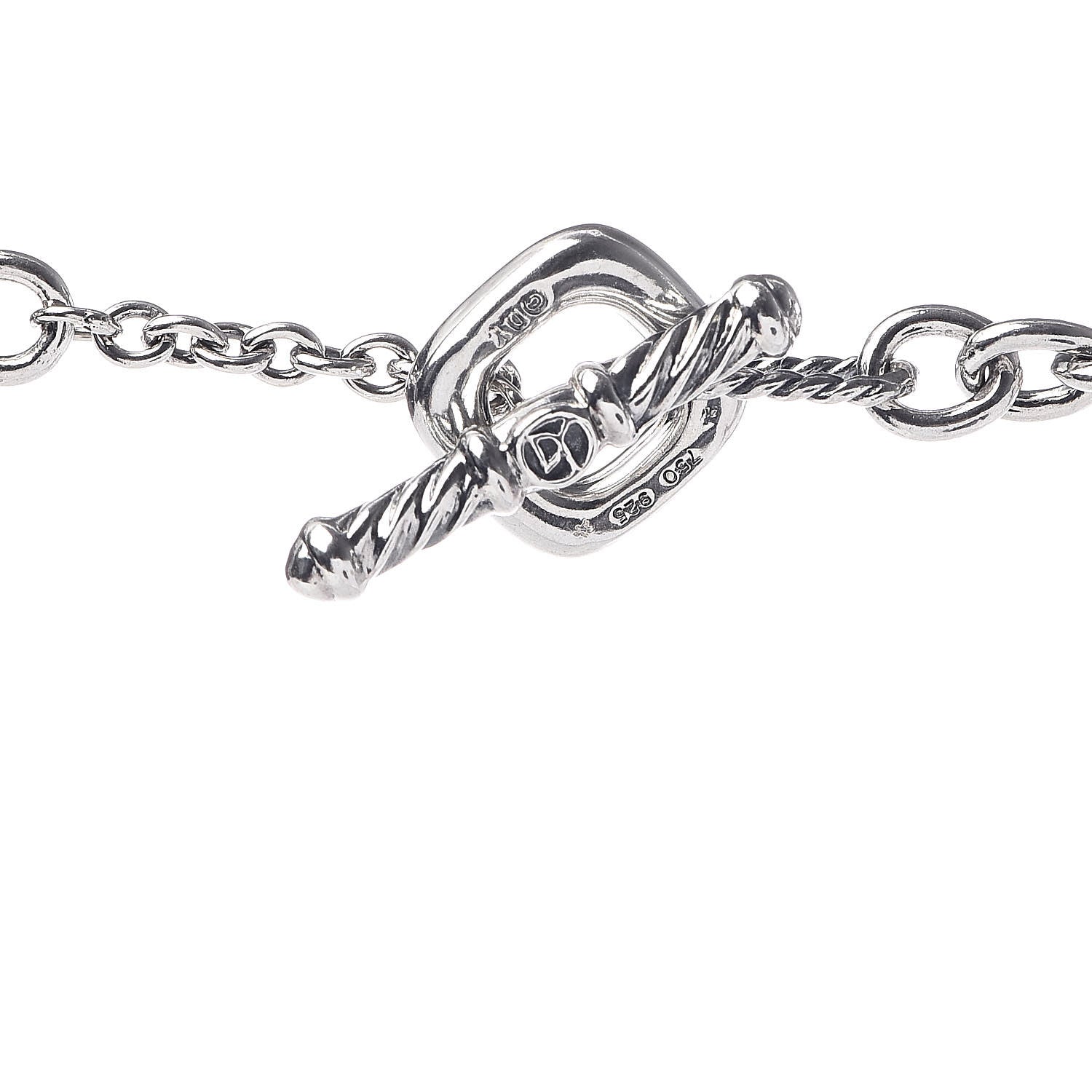 David Yurman Sterling Silver 18K Yellow Gold Multi Pearl Figaro Chain Necklace 4 of 4