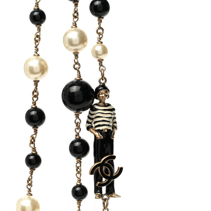 Chanel Pearl CC 100th Anniversary Coco Charm Necklace Black Beige Gold 5 of 7