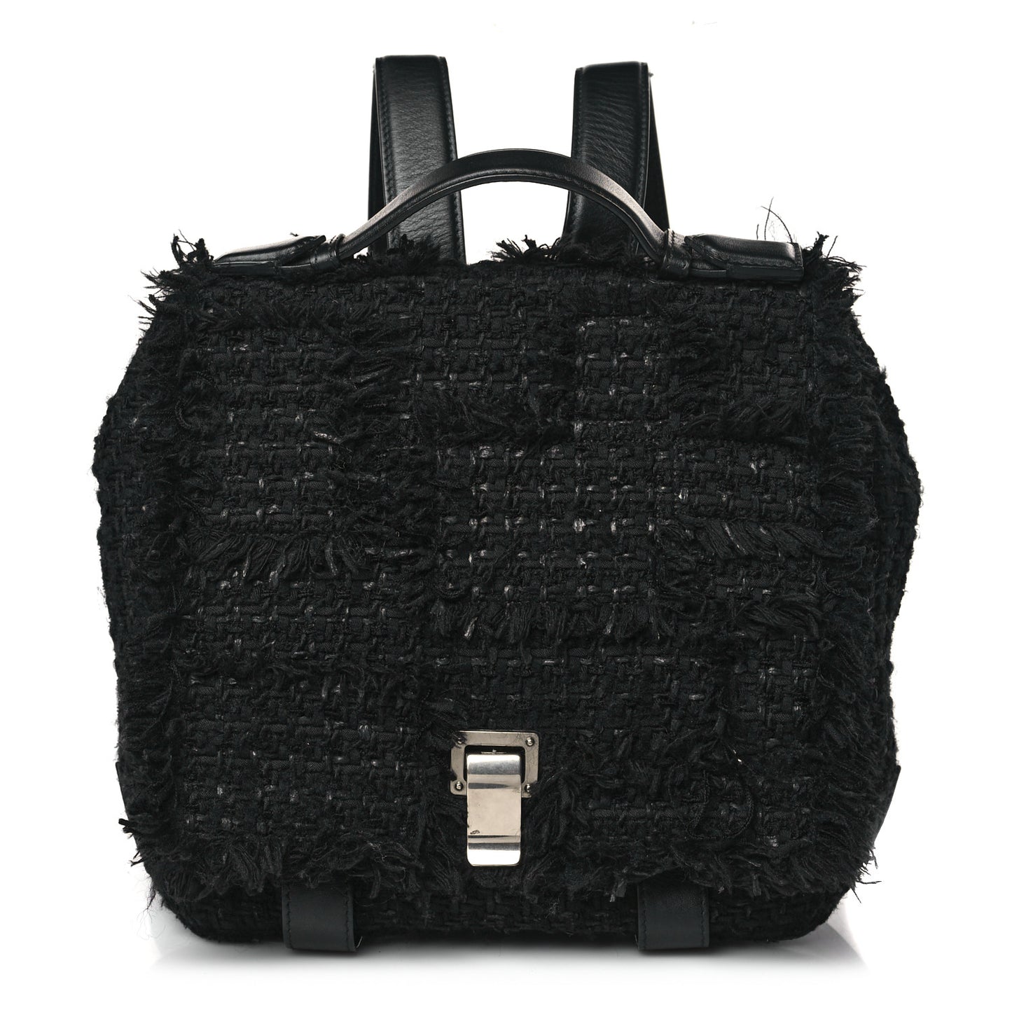 Tweed Calfskin Small PS Courier Backpack Black