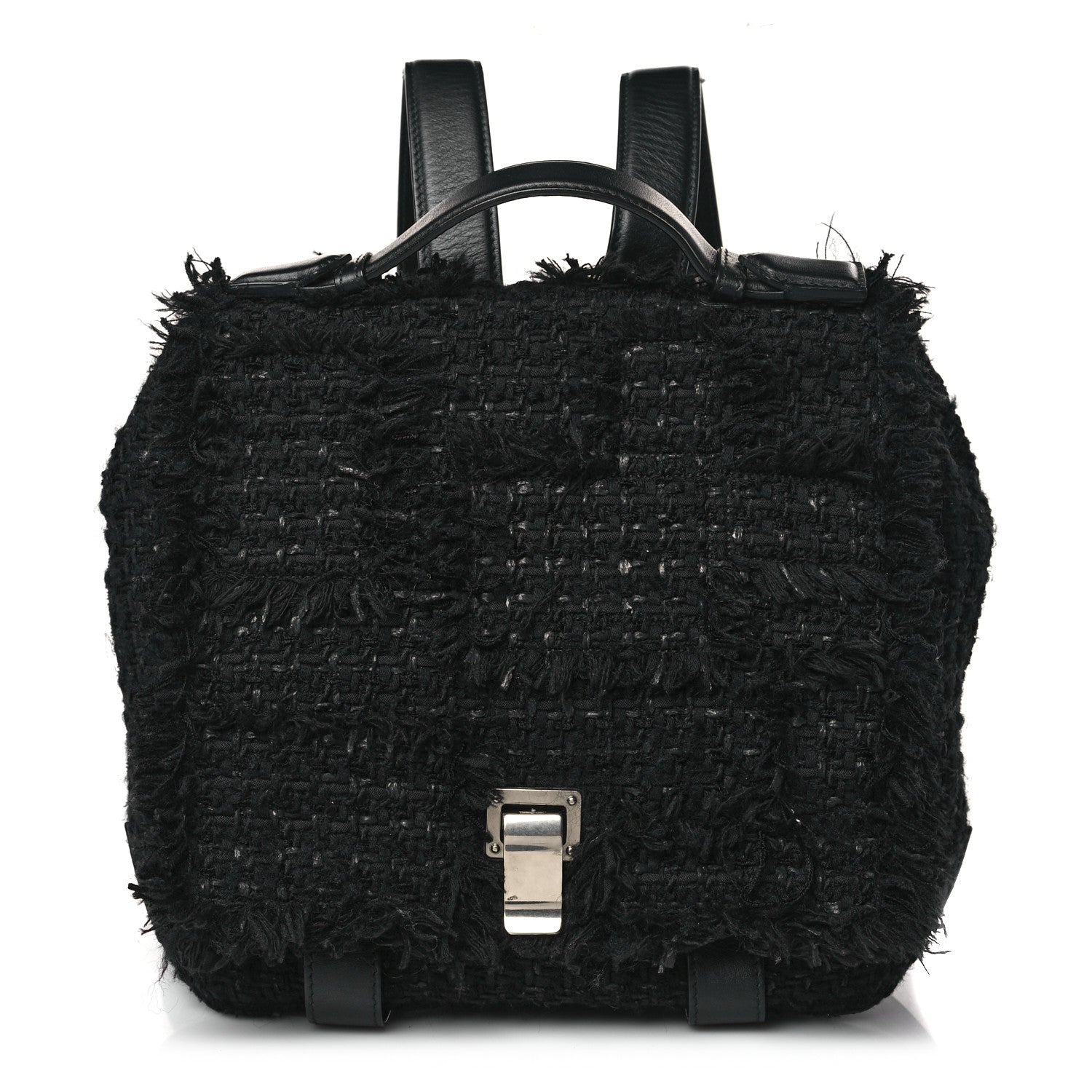 Proenza Schouler Tweed Calfskin Small PS Courier Backpack Black 1 of 8