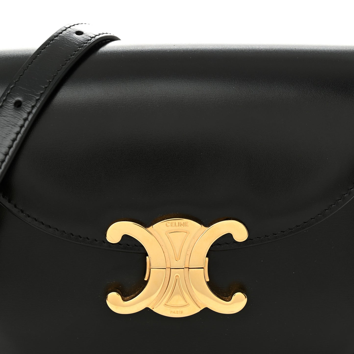 Shiny Calfskin Besace Clea Triomphe Black