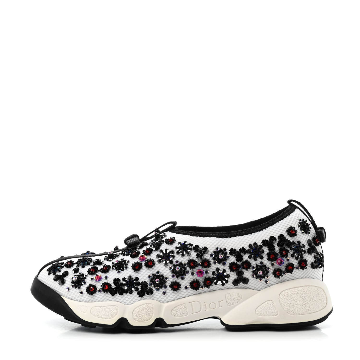 Christian Dior Technical Canvas Embellished Dior Fusion Sneakers 36.5 White Black 1 of 4