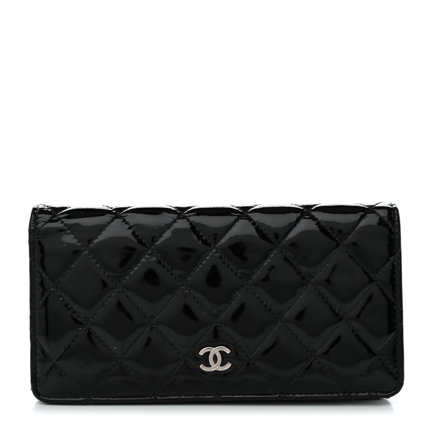Chanel Patent Calfskin Quilted Yen Wallet Black 1 of 9