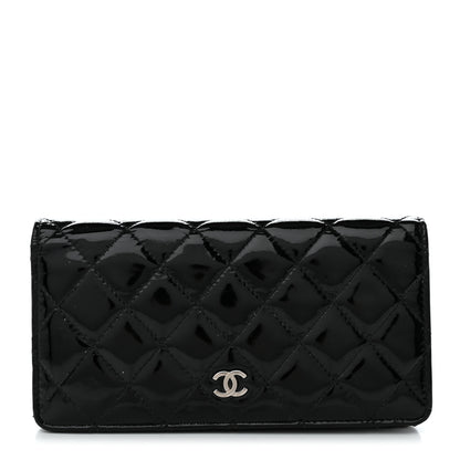 Chanel Patent Calfskin Quilted Yen Wallet Black 1 of 9