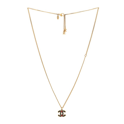 Chanel Enamel CC Necklace Black Red Gold 3 of 7