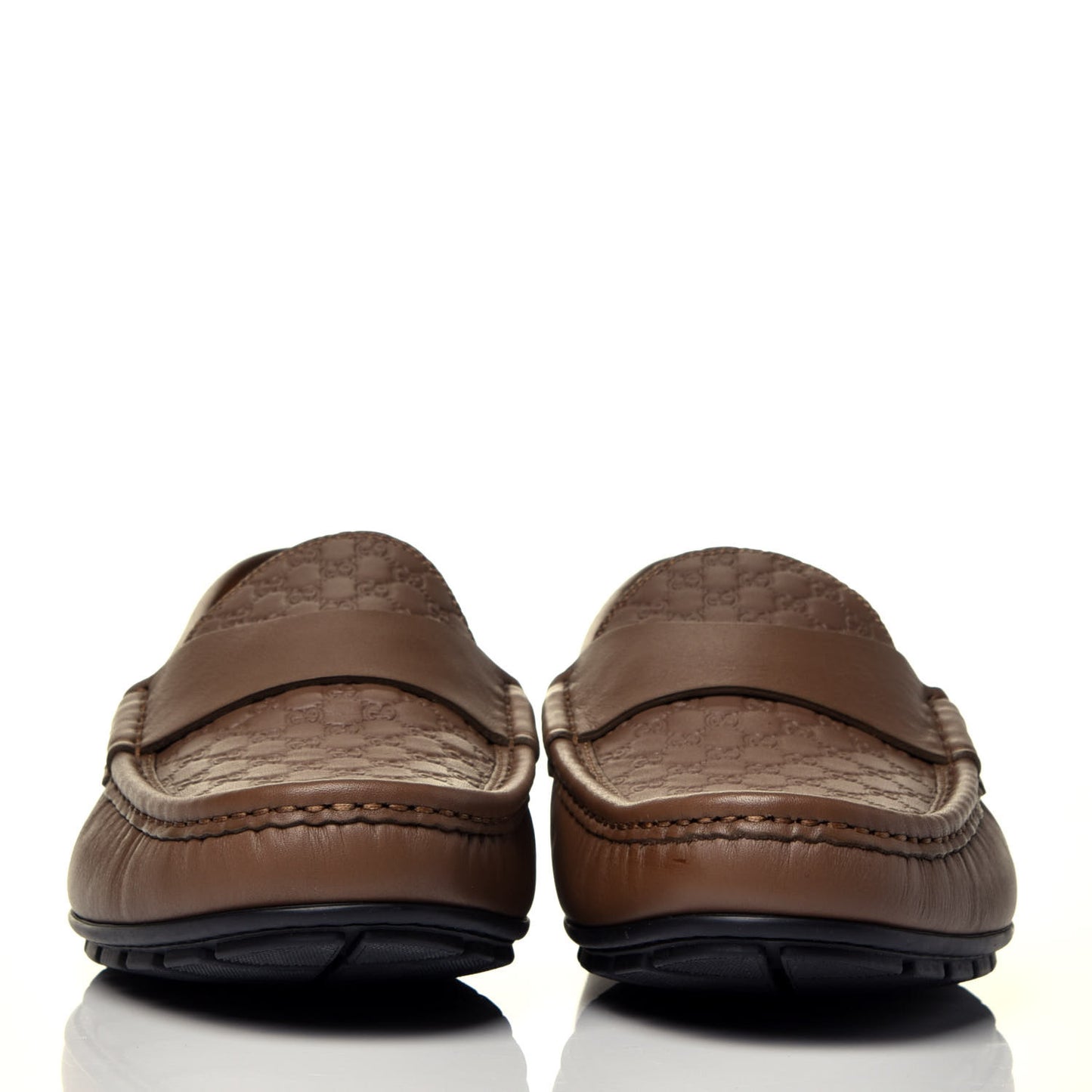 Calfskin Miro Soft Microguccissima Mens Driver Loafers 10 Brown