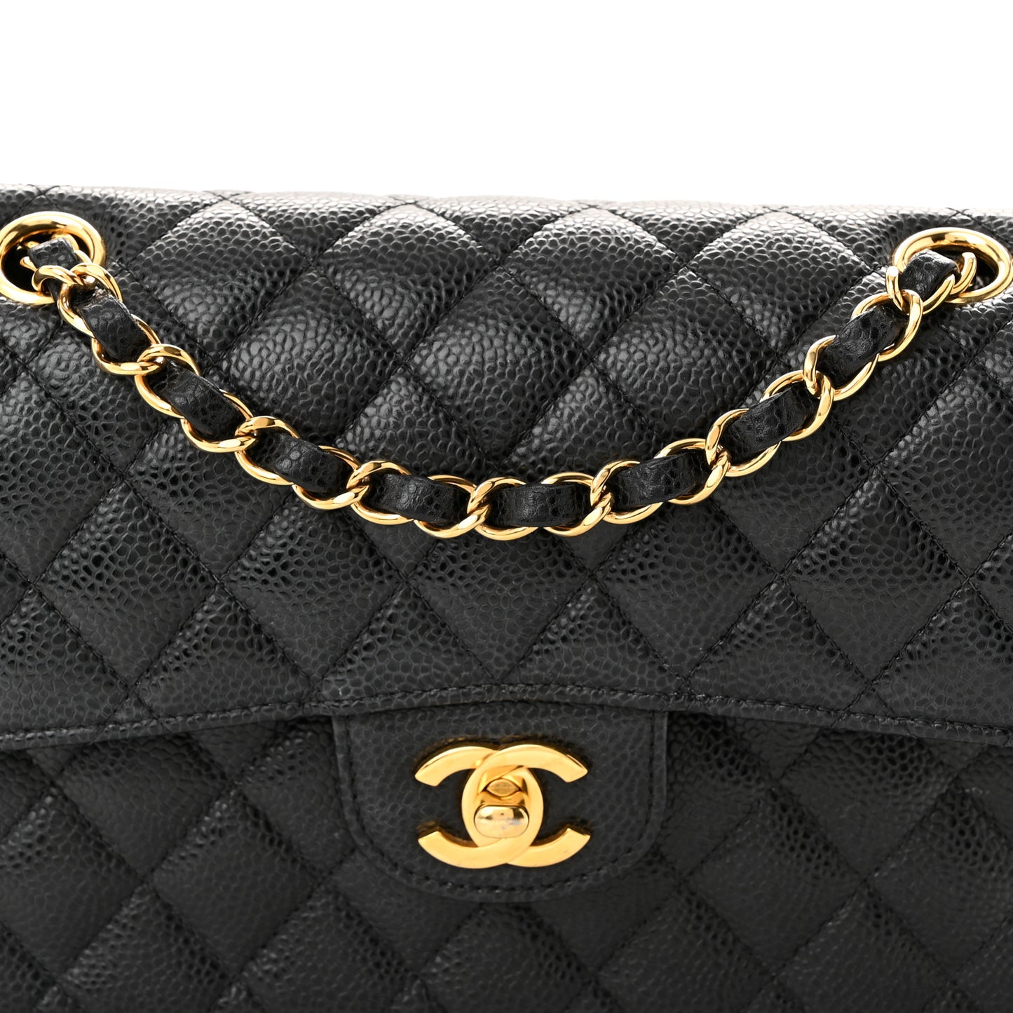Caviar Quilted Small Double Flap Black