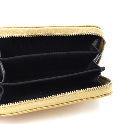Chanel Metallic Calfskin Crocodile Embossed Cocodile Zip Coin Case Gold 4 of 13