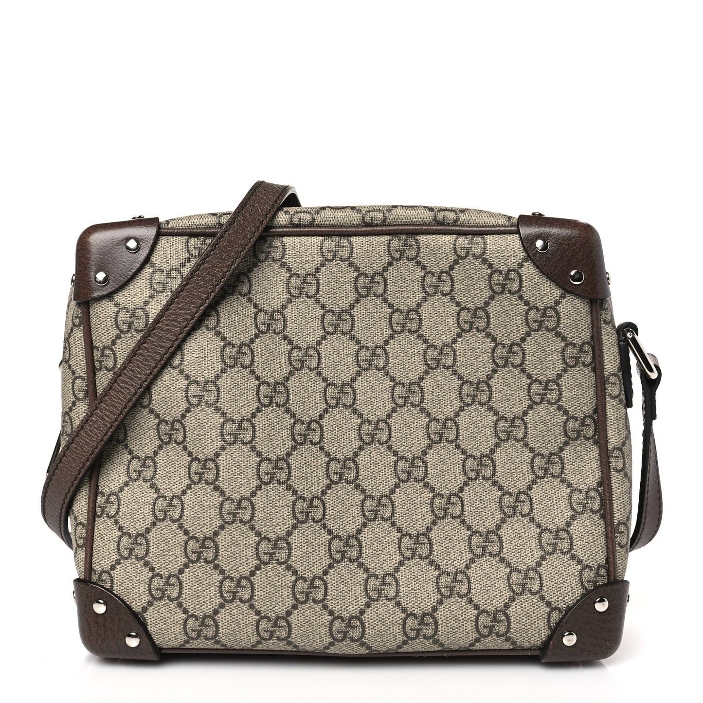GG Supreme Monogram Textured Calfskin Square Messenger Bag Beige Ebony New Acero