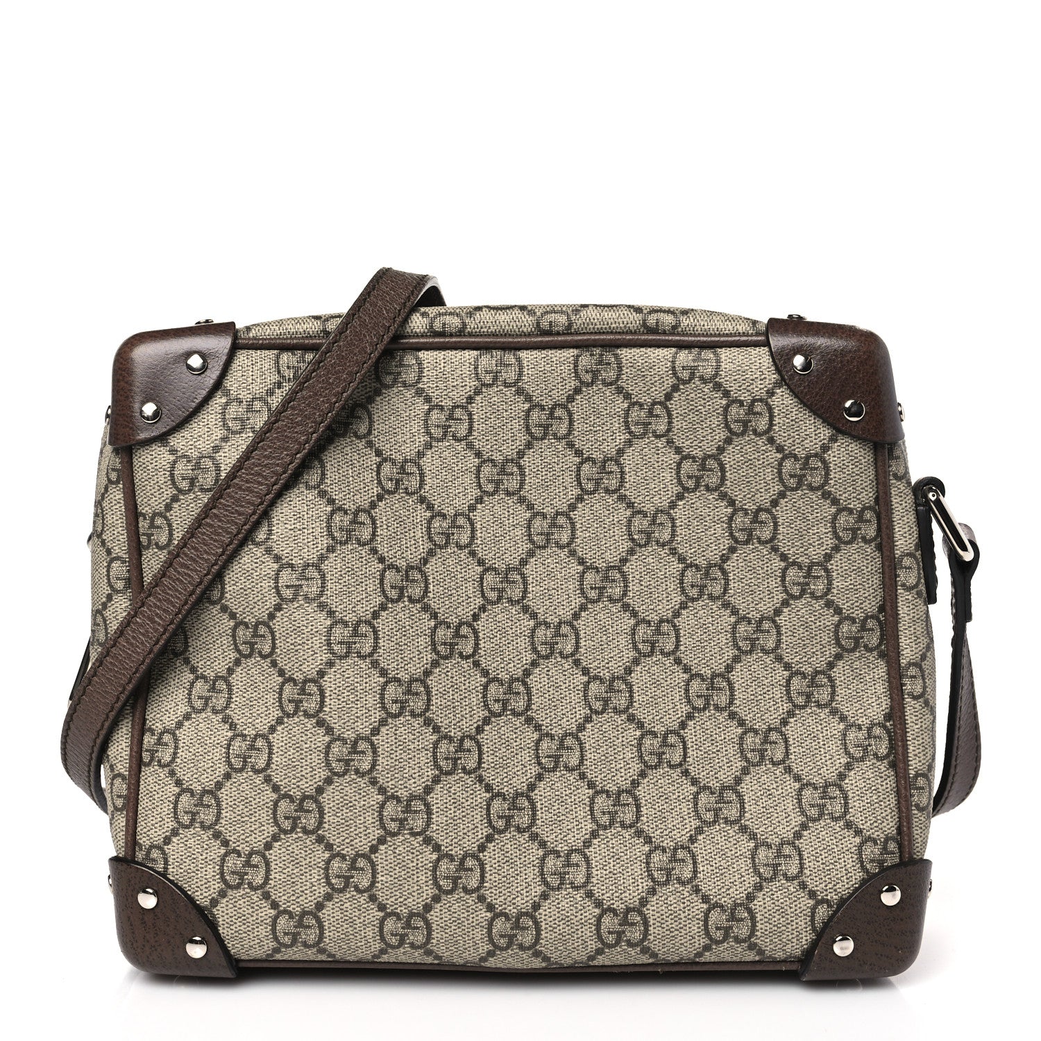 Gucci GG Supreme Monogram Textured Calfskin Square Messenger Bag Beige Ebony New Acero 1 of 10