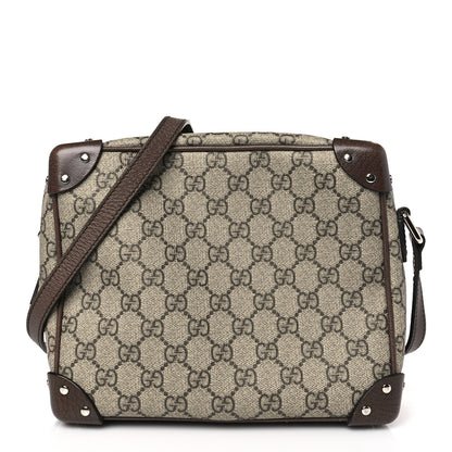 Gucci GG Supreme Monogram Textured Calfskin Square Messenger Bag Beige Ebony New Acero 1 of 10