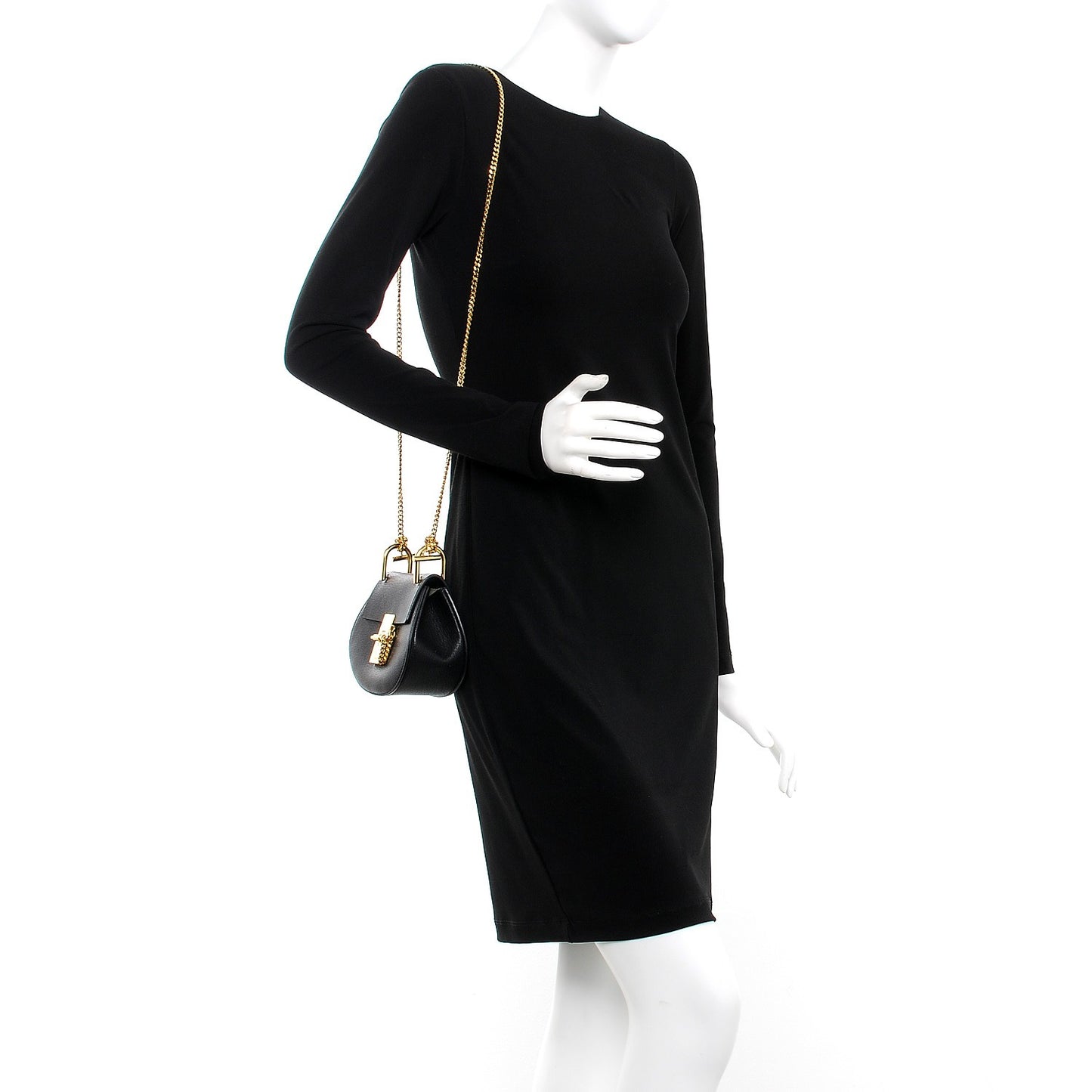 Grained Lambskin Nano Drew Shoulder Bag Black