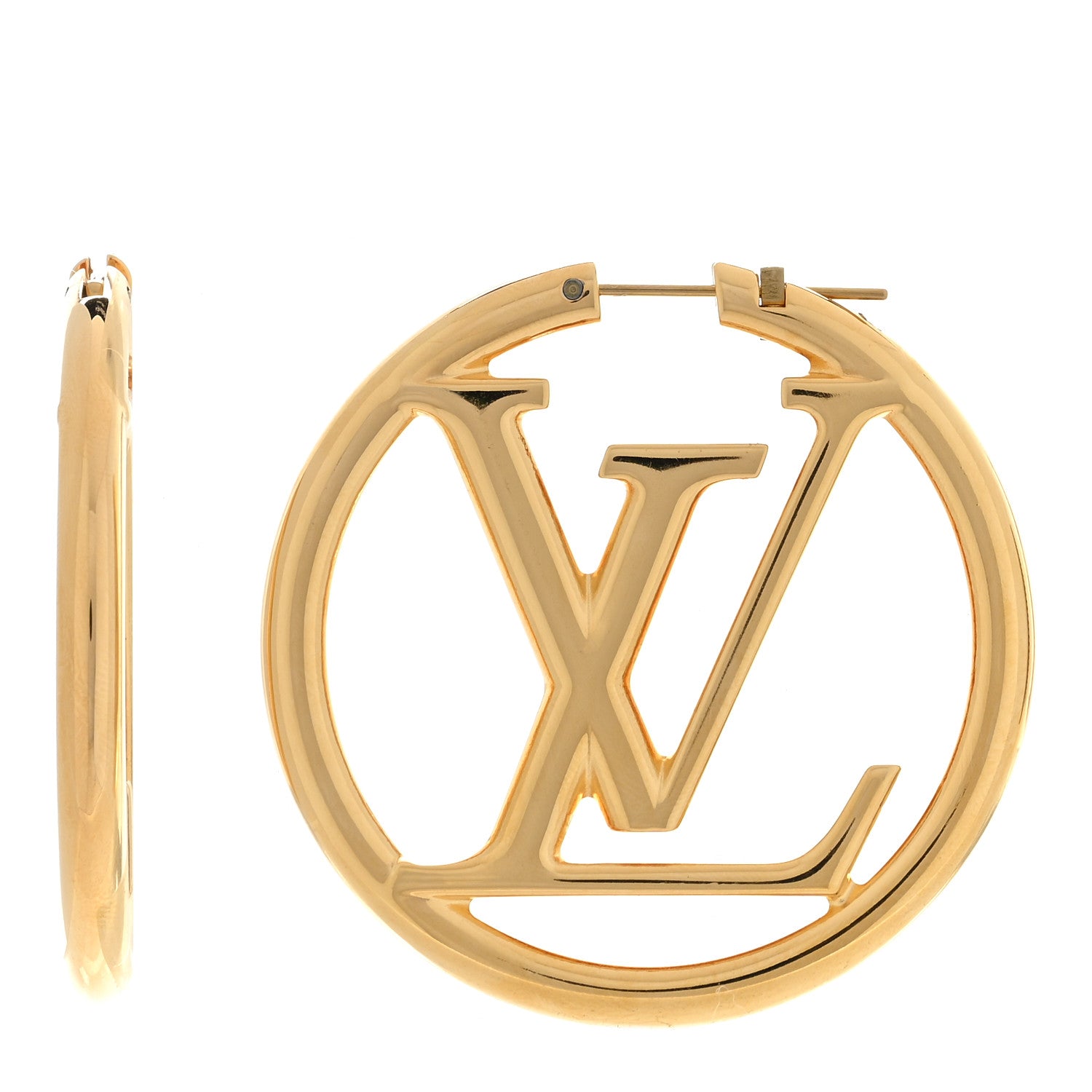 Louis Vuitton Metal Louise Hoop Earrings Gold 1 of 4