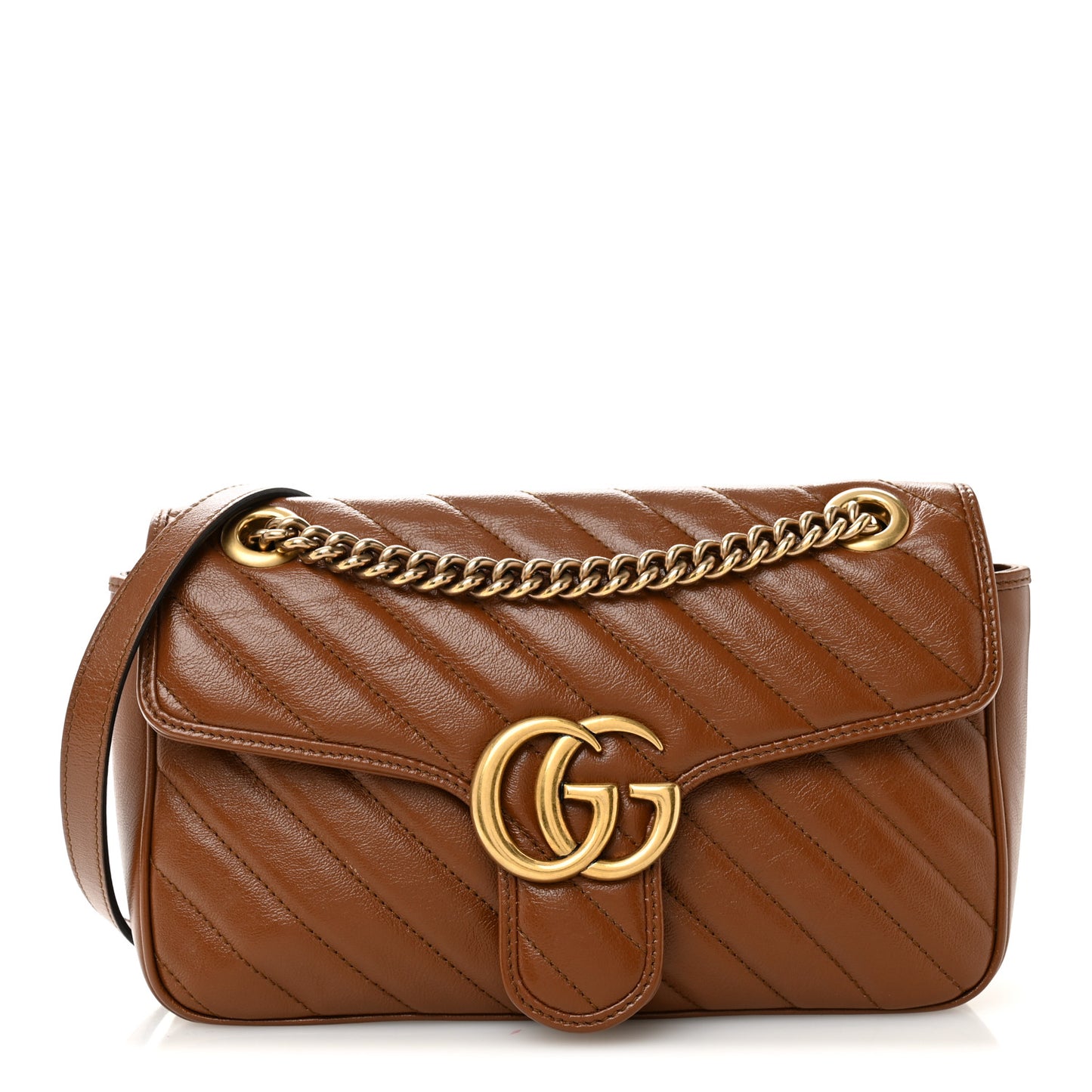 Azalea Calfskin Matelasse Diagonal Small GG Marmont Shoulder Bag Cuir