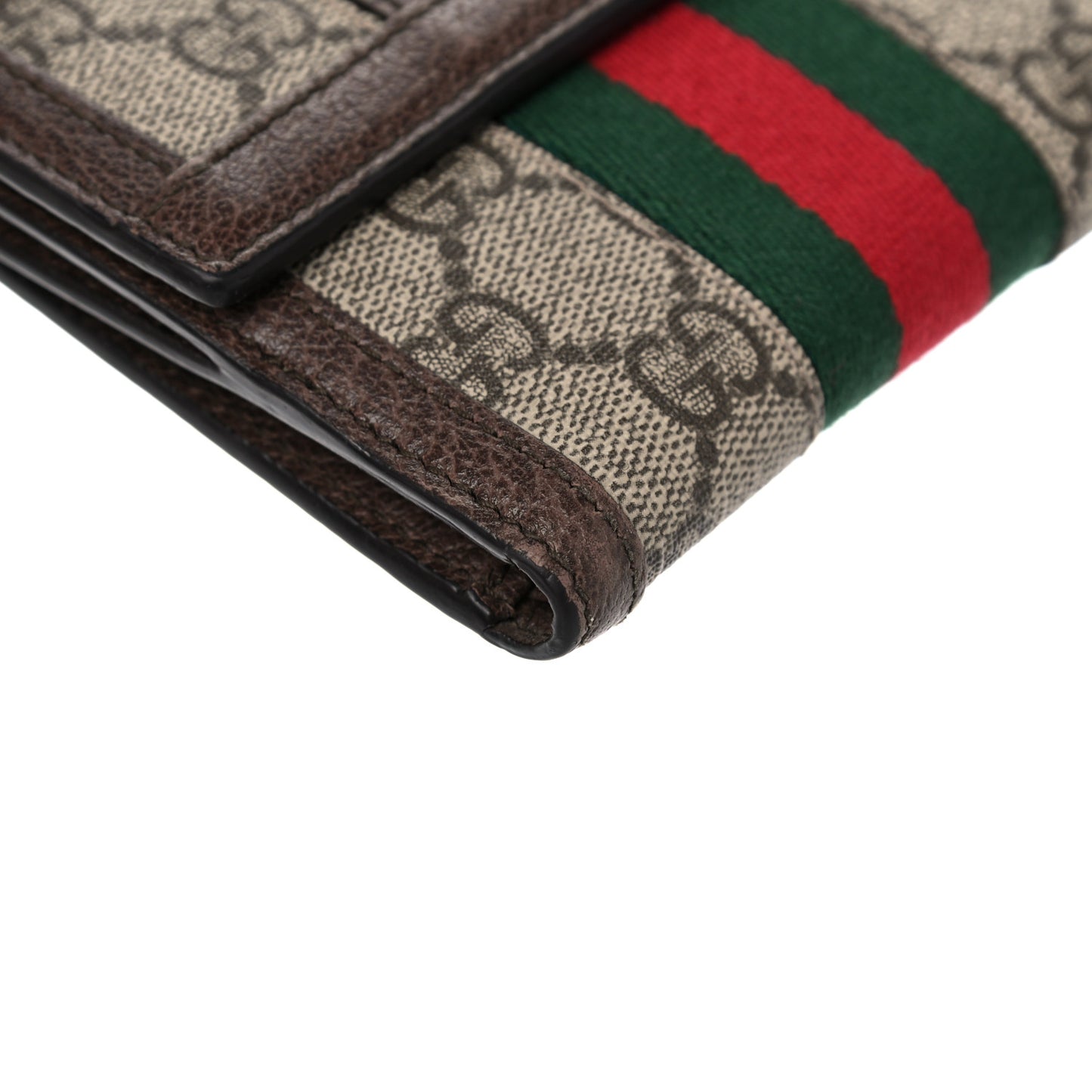 GG Supreme Monogram Web Ophidia French Flap Wallet Beige New Acero