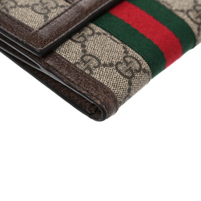 Gucci GG Supreme Monogram Web Ophidia French Flap Wallet Beige New Acero 8 of 14