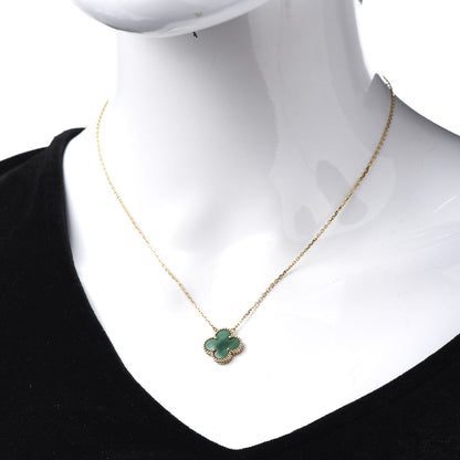 Van Cleef & Arpels 18K Yellow Gold Malachite Vintage Alhambra Pendant Necklace 2 of 7