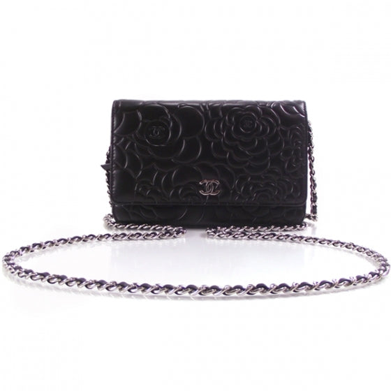 Lambskin Camelia Wallet on Chain