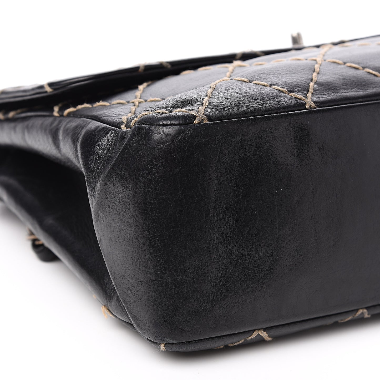 Calfskin Wild Stitch Jumbo Flap Black