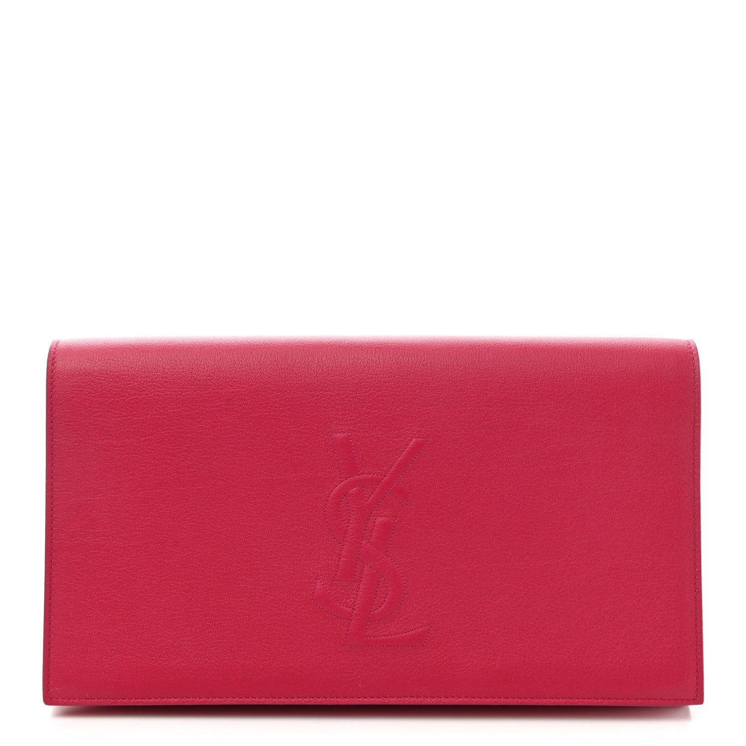 Saint Laurent Calfskin Monogram Large Belle De Jour Clutch Lipstick Fuchsia 1 of 7