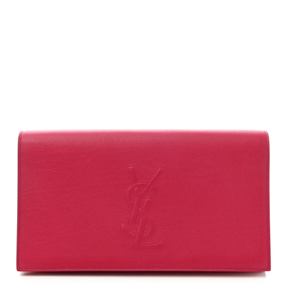 Saint Laurent Calfskin Monogram Large Belle De Jour Clutch Lipstick Fuchsia 1 of 7