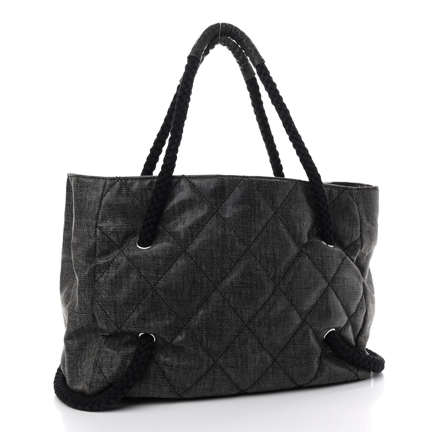 Coated Canvas Large CC Yacht Tote Black White