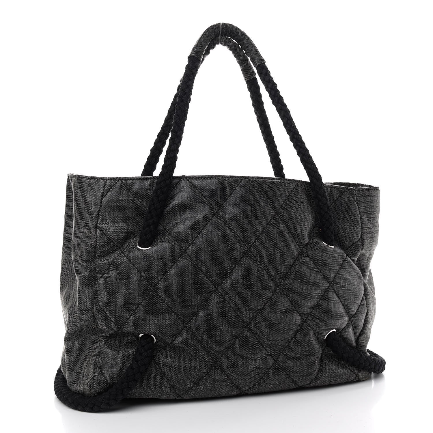 Chanel Coated Canvas Large CC Yacht Tote Black White 3 of 10