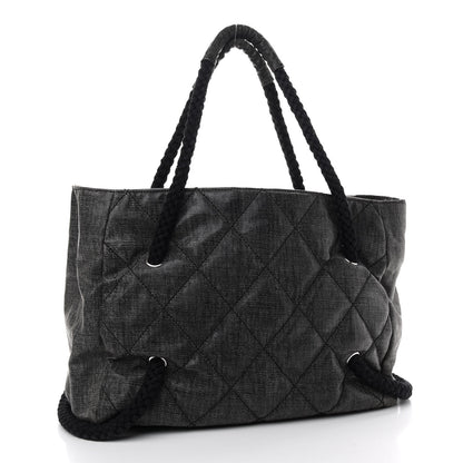 Chanel Coated Canvas Large CC Yacht Tote Black White 3 of 10