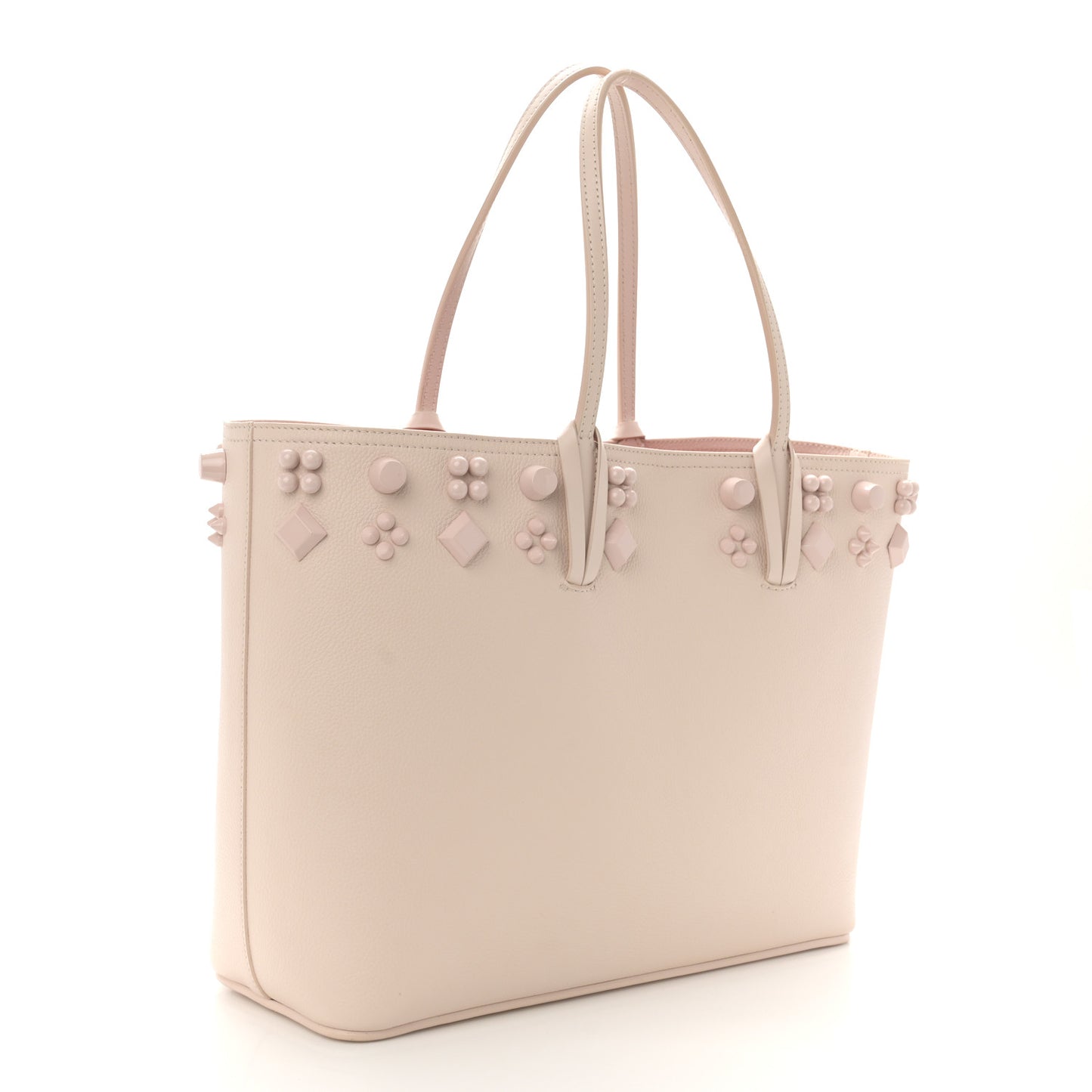 Calfskin Empire Spike Studded East West Cabata Tote Leche