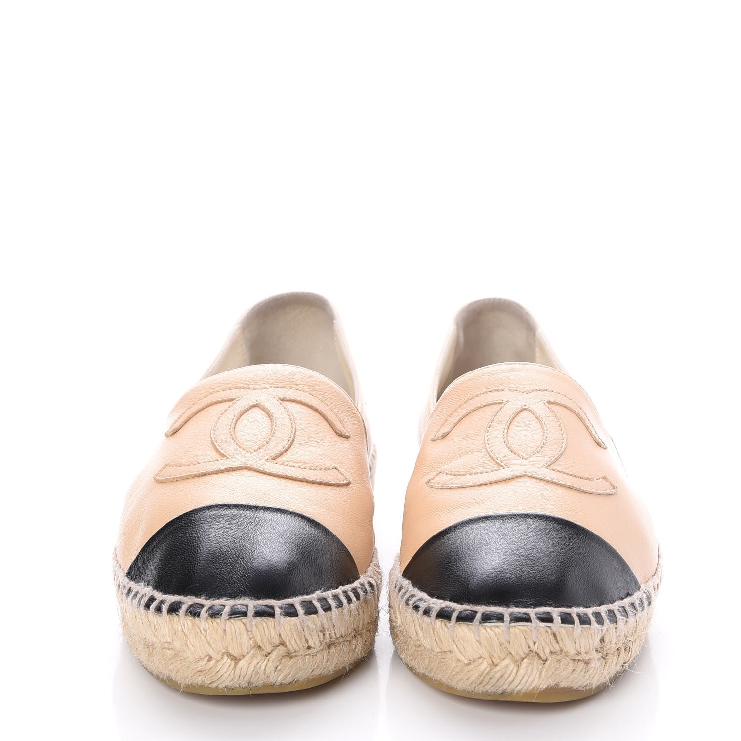 Chanel Lambskin CC Espadrilles 39 Beige Black 2 of 11