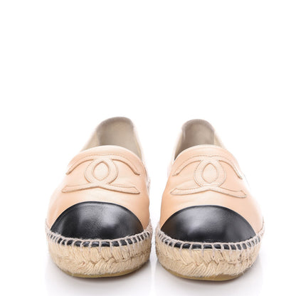 Chanel Lambskin CC Espadrilles 39 Beige Black 2 of 11