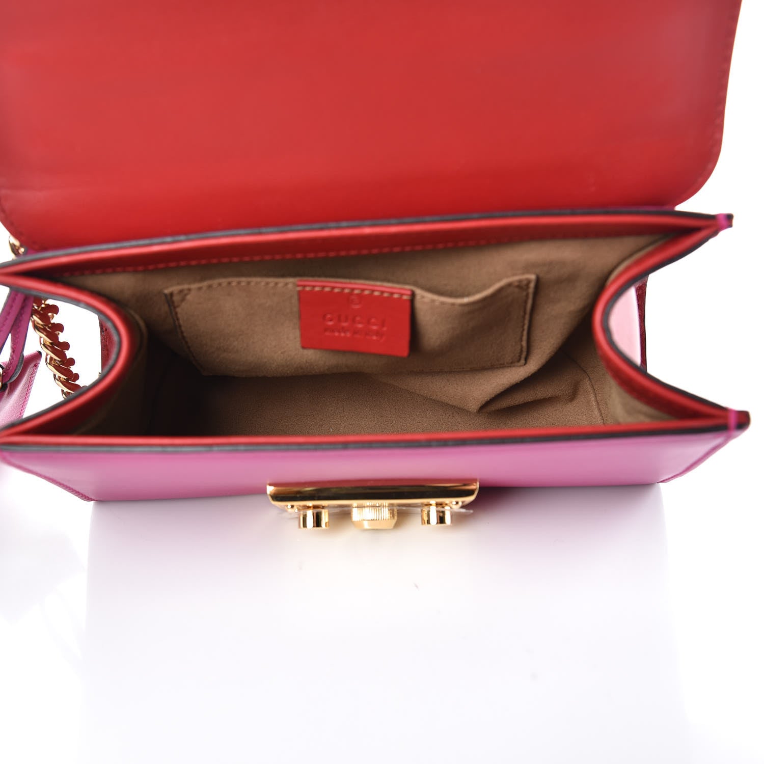 Gucci Calfskin Small Padlock Shoulder Bag New Rosette Hibiscus Red 5 of 11