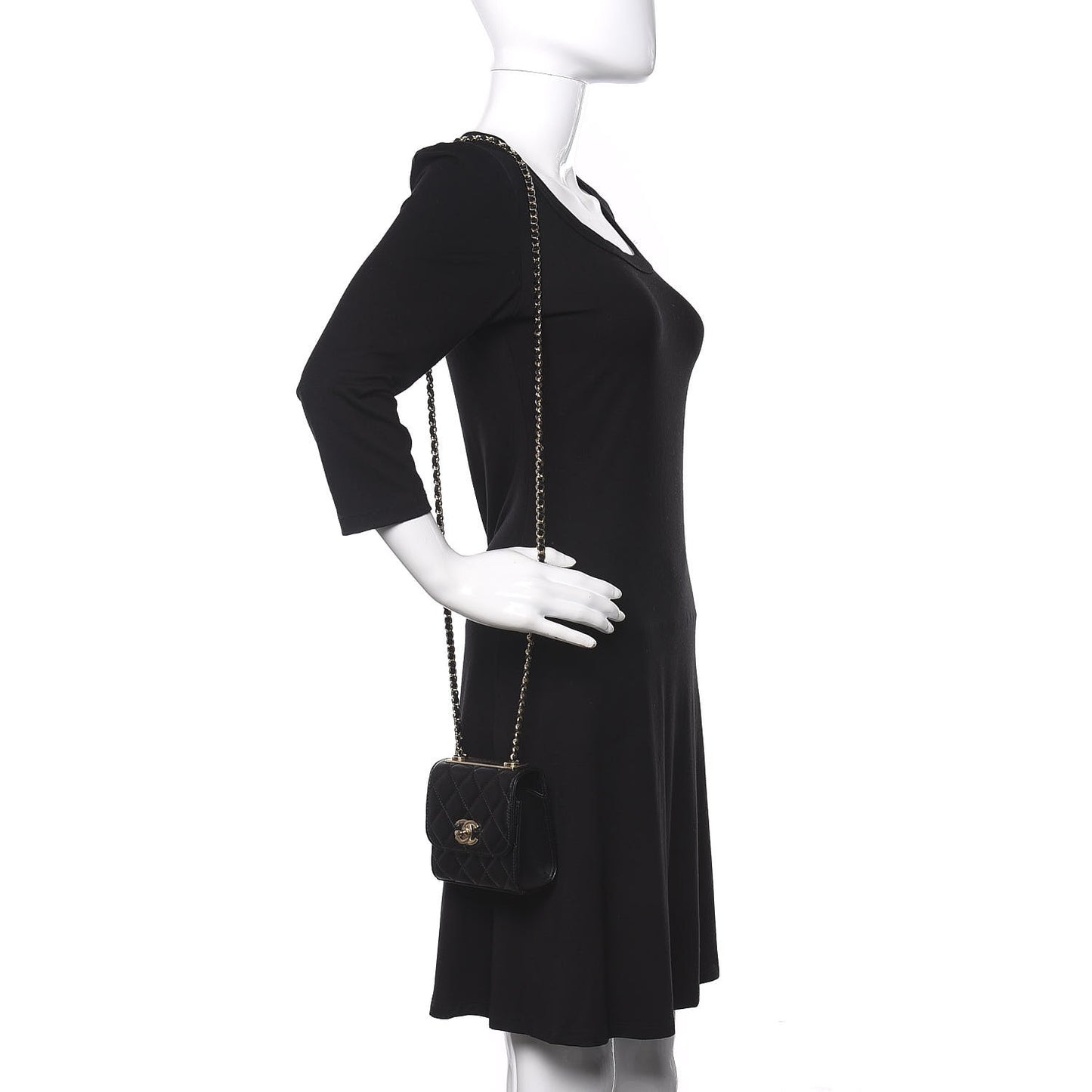 Lambskin Quilted Mini Trendy CC Chain Wallet Black