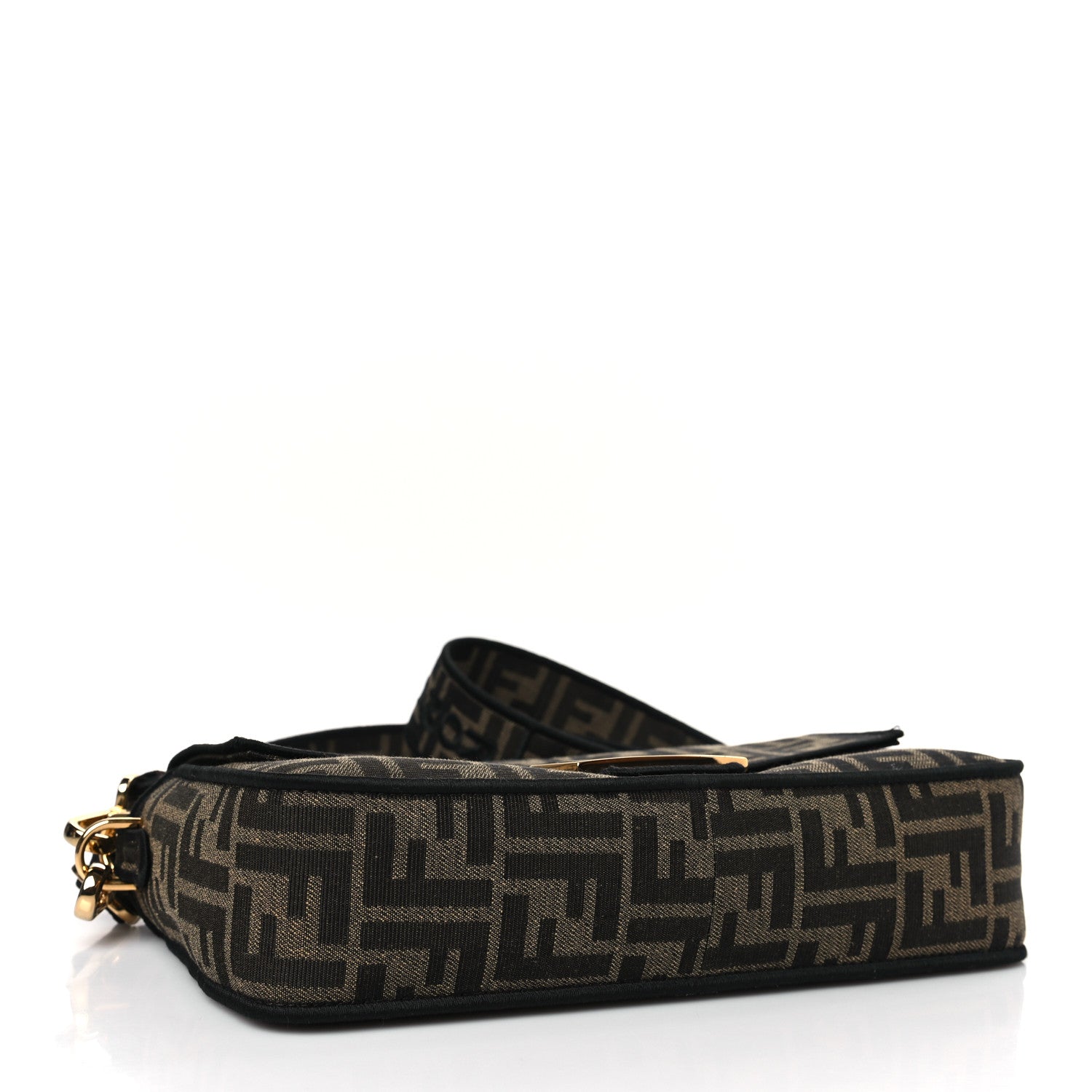 Fendi Fabric Jacquard FF 1974 Medium Baguette Tobacco Moro Black 4 of 11