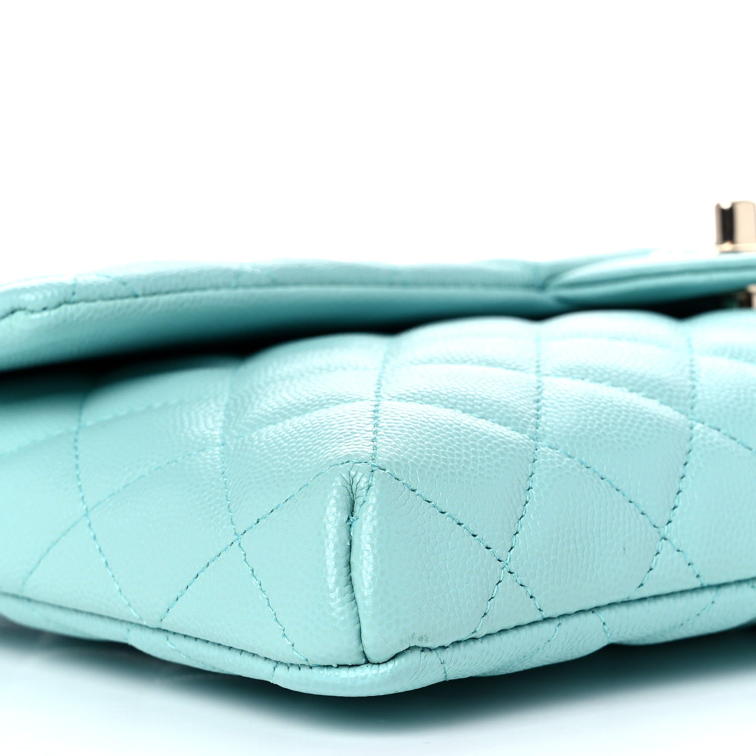Chanel Caviar Quilted Flap Clutch Light Blue 8 of 10