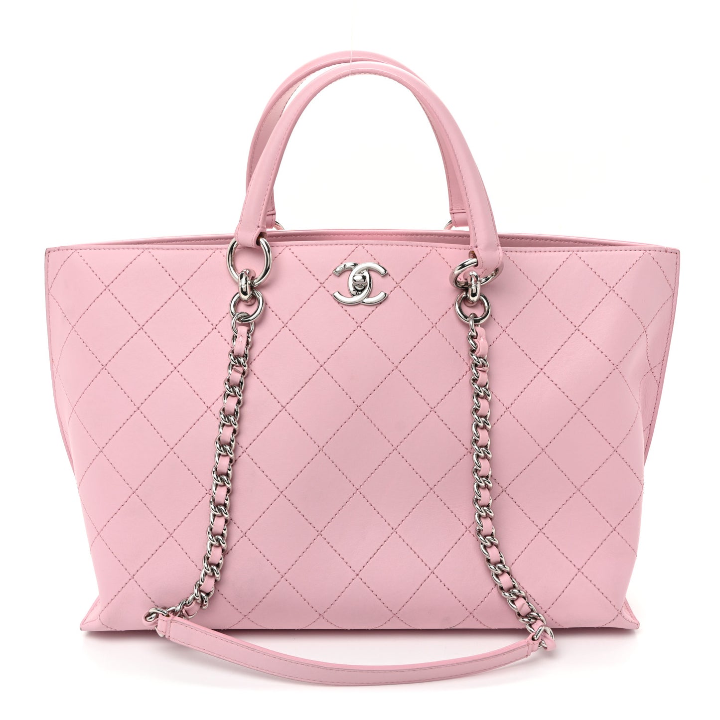 Calfskin Stitch Medium Ring My Bag Shopping Tote  Pink