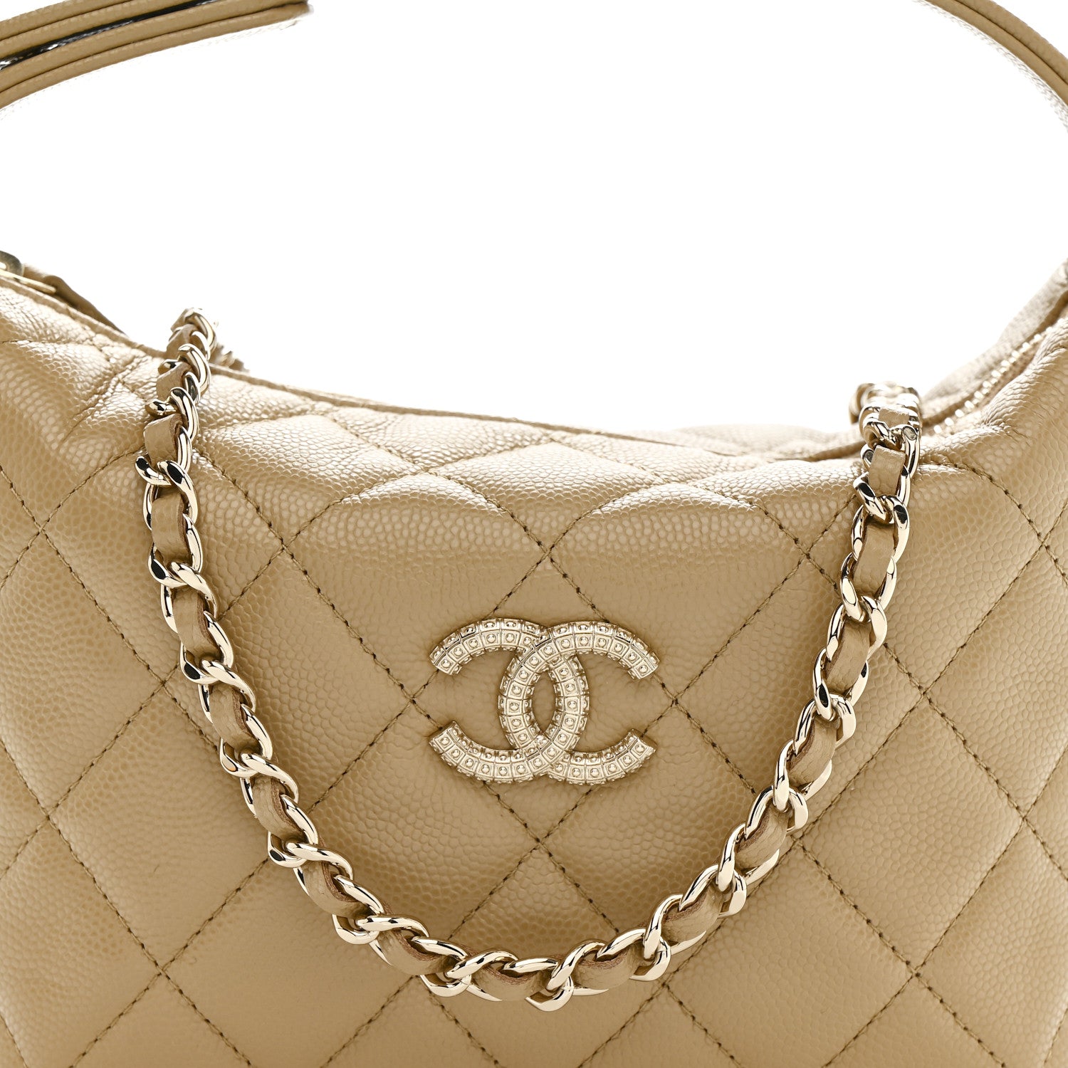 Chanel Caviar Quilted Hobo Dark Beige 8 of 12