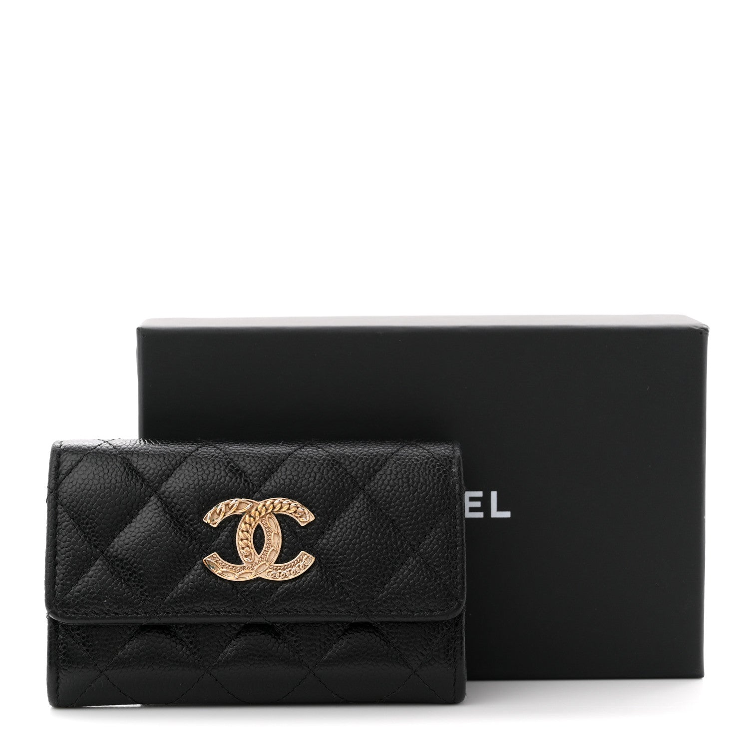 Chanel Caviar Quilted Chain CC Flap Card Holder Black 10 of 10
