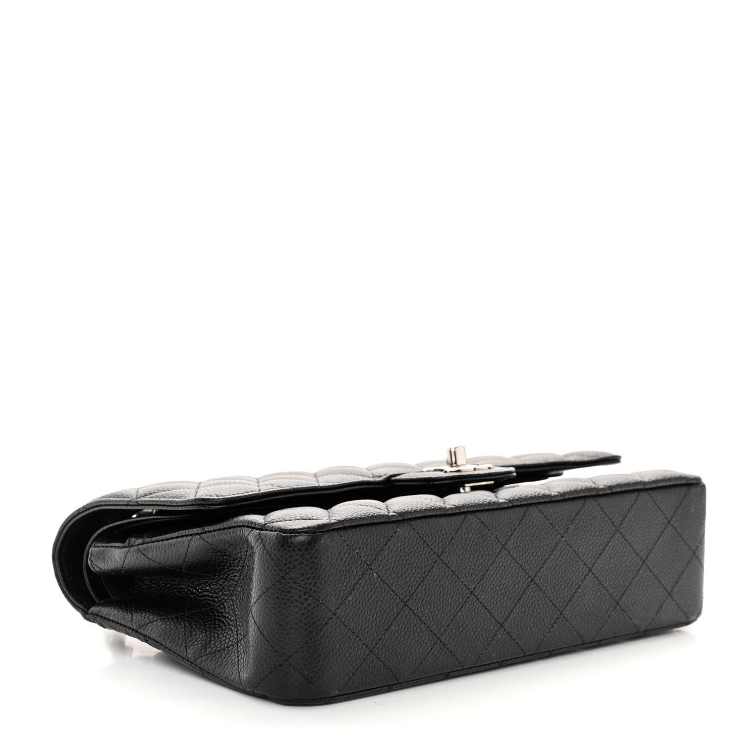 Caviar Quilted Medium Double Flap Black