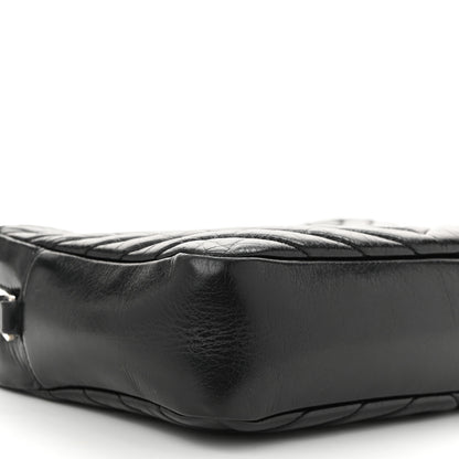Saint Laurent Cracked Shiny Calfskin Matelasse Monogram Lou Camera Bag Black 9 of 11