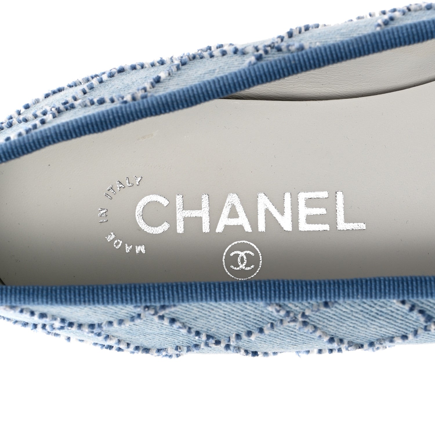 Chanel Denim Embroidered Grosgrain CC Cap Toe Ballerina Flats 39.5 Blue Black 7 of 10