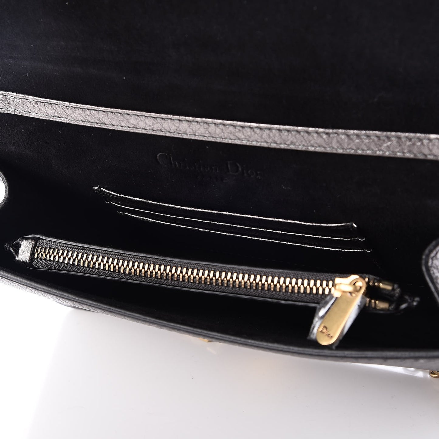 Metallic Grained Calfskin J'adior Clutch Gunmetal