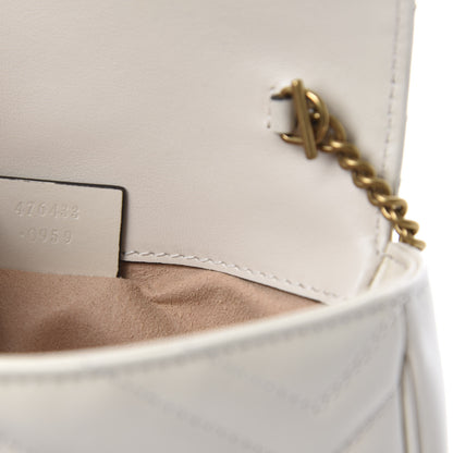 Gucci Calfskin Matelasse Super Mini GG Marmont Shoulder Bag White 9 of 11