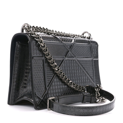 Christian Dior Metallic Calfskin Micro-Cannage Medium Diorama Flap Bag Graphite 3 of 11